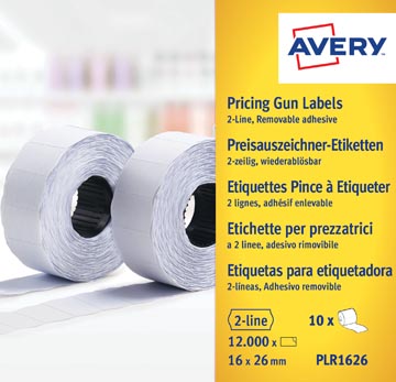 [PLR1626] Avery plr1626 étiquettes pour étiqueteuse, non-permanent, ft 26 x 16, 12 000 étiquettes, blanc