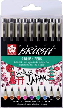 [POXSDKB] Sakura brushpen pigma brush, étui de 9 pièces, en couleurs assorties