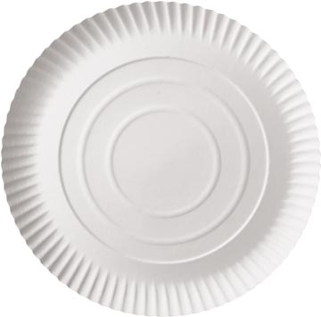 [PS11130] Assiette "pure", ronde, blanche, diamètre 26 cm, en carton, paquet de 100 pièces