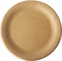 Assiette "pure", ronde, brune, diamètre 23 cm, en carton, paquet de 20 pièces