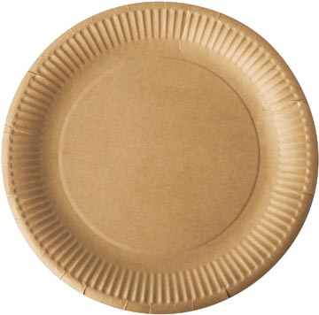 [PS88015] Assiette "pure", ronde, brune, diamètre 23 cm, en carton, paquet de 20 pièces