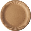 Assiette "pure", ronde, brune, diamètre 23 cm, en carton, paquet de 50 pièces