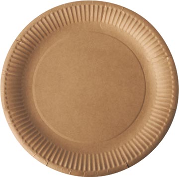 [PS88361] Assiette "pure", ronde, brune, diamètre 23 cm, en carton, paquet de 50 pièces