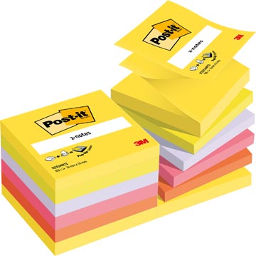 [R330N12] Post-it z-notes, ft 76 x 76 mm,  100 feuilles, paquet de 12 blocs en couleurs assorties