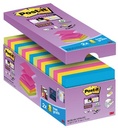 Post-it super sticky z-notes, 90 feuilles, ft 76 x 76 mm, boîte de 14+2 gratuit, couleurs assorties