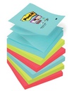 Post-it super sticky z-notes cosmic, 90 feuilles, ft 76 x 76 mm, paquet de 6 blocs