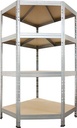 Ar shelving étagère corner rivet, ft 180 x 90 x 90 x 45 cm, 4 tablettes en hdf, galvanisé