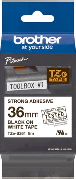 [TZES261] Brother tze ruban pour p-touch 36 mm, noir sur blanc, adhésif puissant