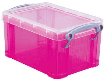 [UB07LCR] Really useful box 0,7 litres, rose vif transparent