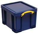 Really useful box boîte de rangement 35 litre, bleu foncé avec poignées jaunes