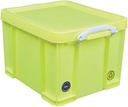 Really useful box boîte de rangement 35 litre, jaune néon avec poignées blanches