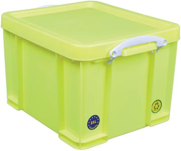 [UB35NY] Really useful box boîte de rangement 35 litre, jaune néon avec poignées blanches