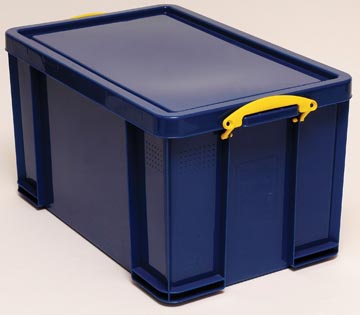 [UB84B] Really useful box boîte de rangement 84 litre, bleu foncé avec poignées jaunes