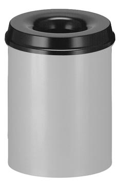 [VB00579] V-part poubelle à papier anti-feu 15 l, gris et noir