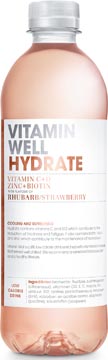 [VMA1090] Vitamin well eau vitaminée rhubarb & strawberry, bouteille de 0,5 l, paquet de 12 pièces
