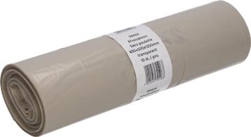 [99424D] Deiss sac à ordures, ft 65 + 50 x 135 cm, transparent, ldpe, rouleau de 10 pièces