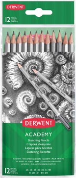 [2300412] Derwent crayons graphite academy , paquet de 12 pièces: 6b-5b-4b-3b-2b-b-hb-h-2h-3h-4h-5h