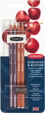 [2301774] Derwent blender et burnisher avec gomme et taille-crayon, set de 4