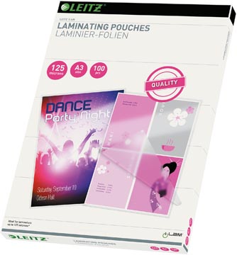 [33950] Leitz ilam pochette à plastifier ft a3, 250 micron (2 x 125 micron), paquet de 100 pièces