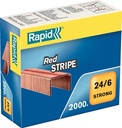 Rapid agrafes 24/6, red stripe, cuivrées, boîte de 2.000 agrafes