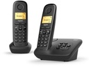 Gigaset a270a duo téléphone dect sans fil avec répondeur intégré, 1 combiné supplémentaire, noir