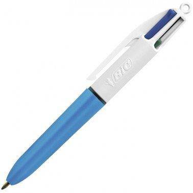 [995958] Bic 4 colours mini, stylo bille, 0,32 mm, 4 couleurs d'encre classique, corps bleu